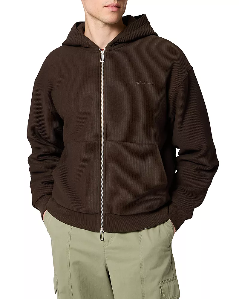 Ps Paul Smith Zip Logo Cotton Hoodie