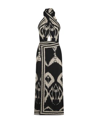 Buen Viento Linen Halter Neck Ankle Dress