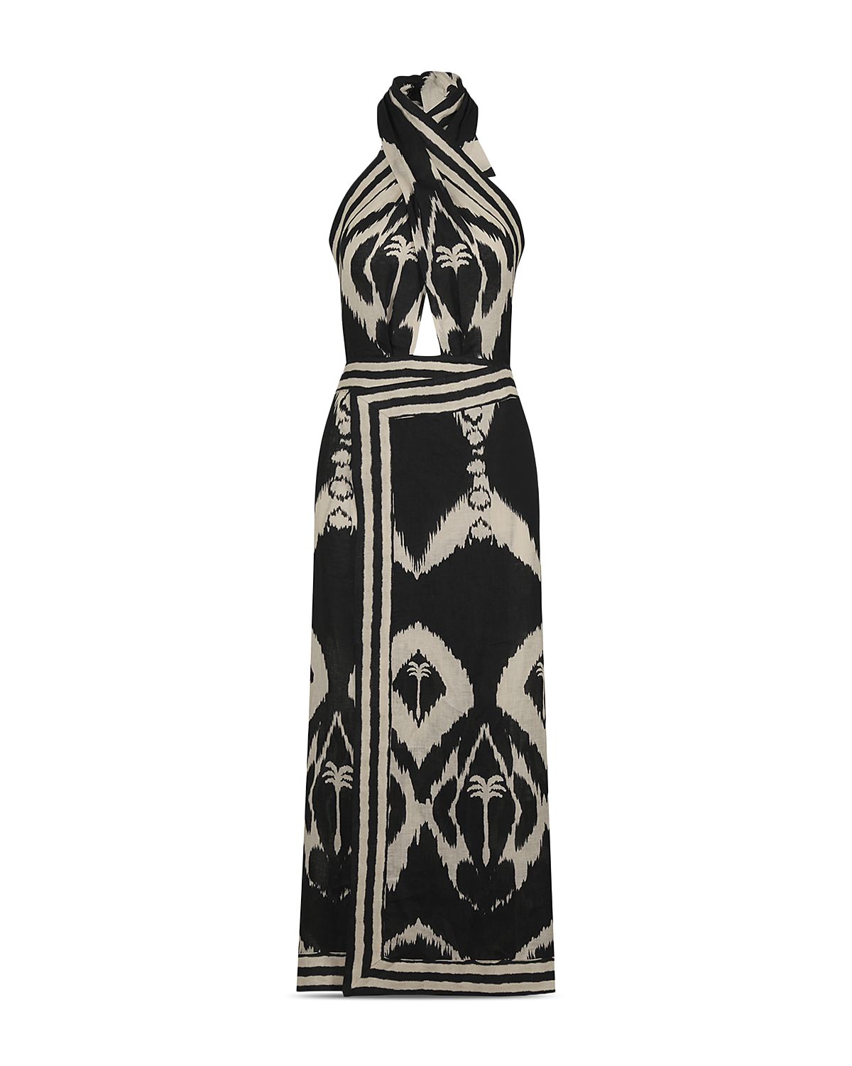 Johanna Ortiz Buen Viento Linen Halter Neck Ankle Dress