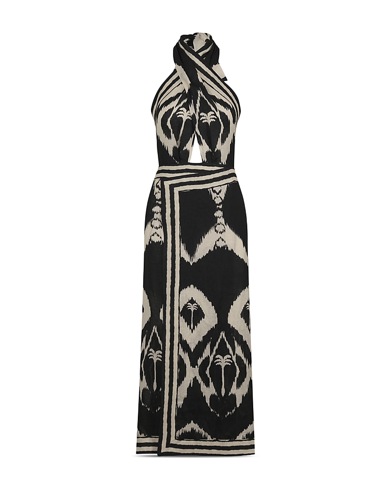 Johanna Ortiz Buen Viento Linen Halter Neck Ankle Dress