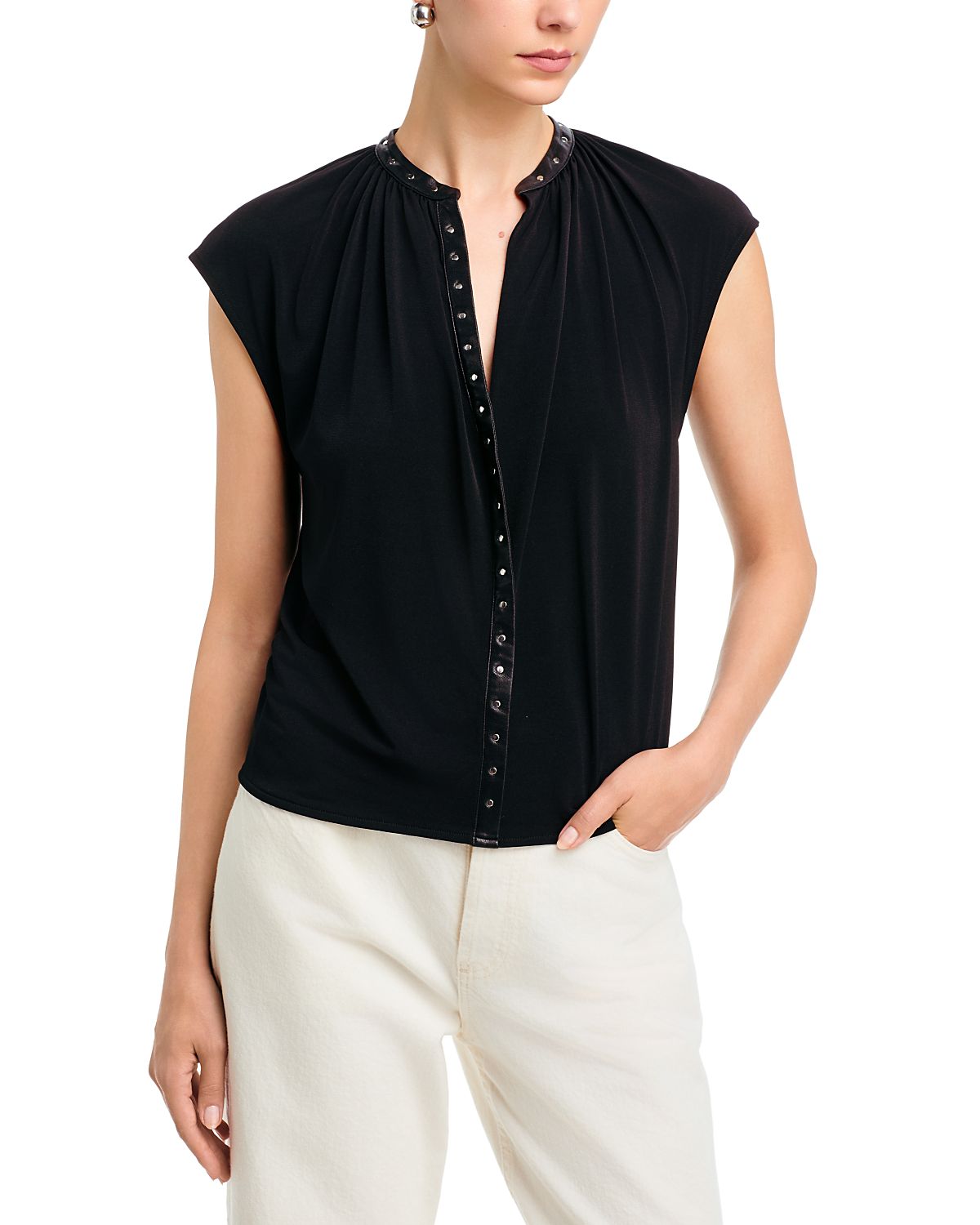 Vince Stud Trim Sleeveless Top