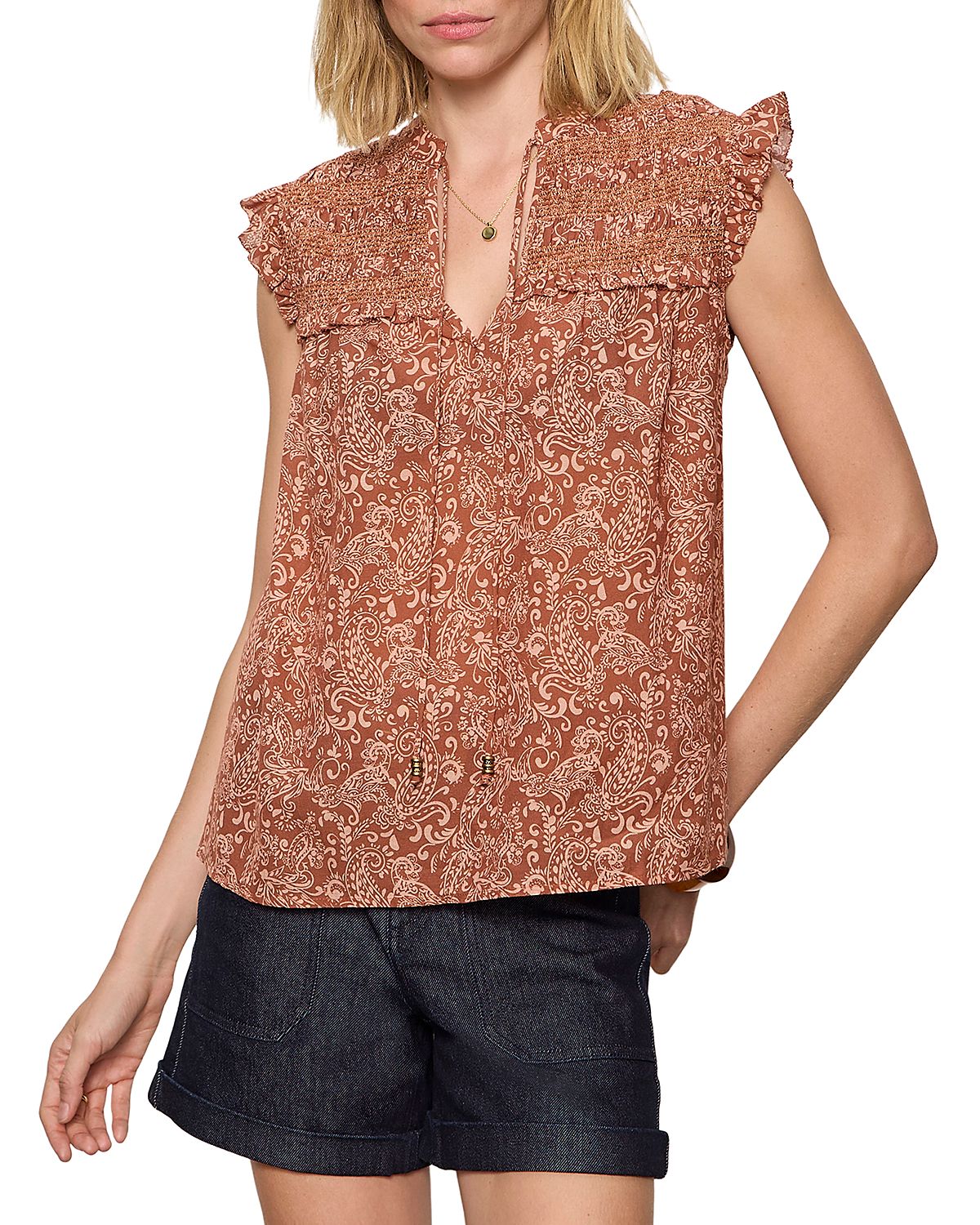 Sanctuary Free Feeling Smocked Sleeveless Top