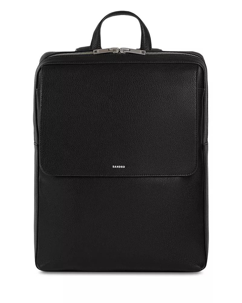 Sandro Vertical Leather Backpack