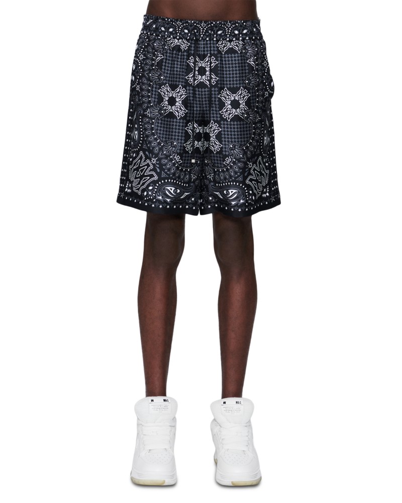 Amiri Check Pattern 7 Drawstring Shorts in Black