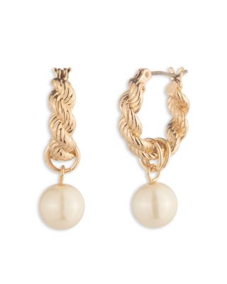 Imitation Pearl Huggie Hoop Earrings