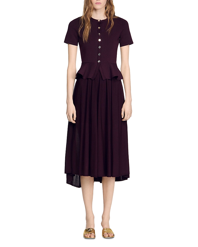 Sandro Judith Peplum Knit Maxi Dress