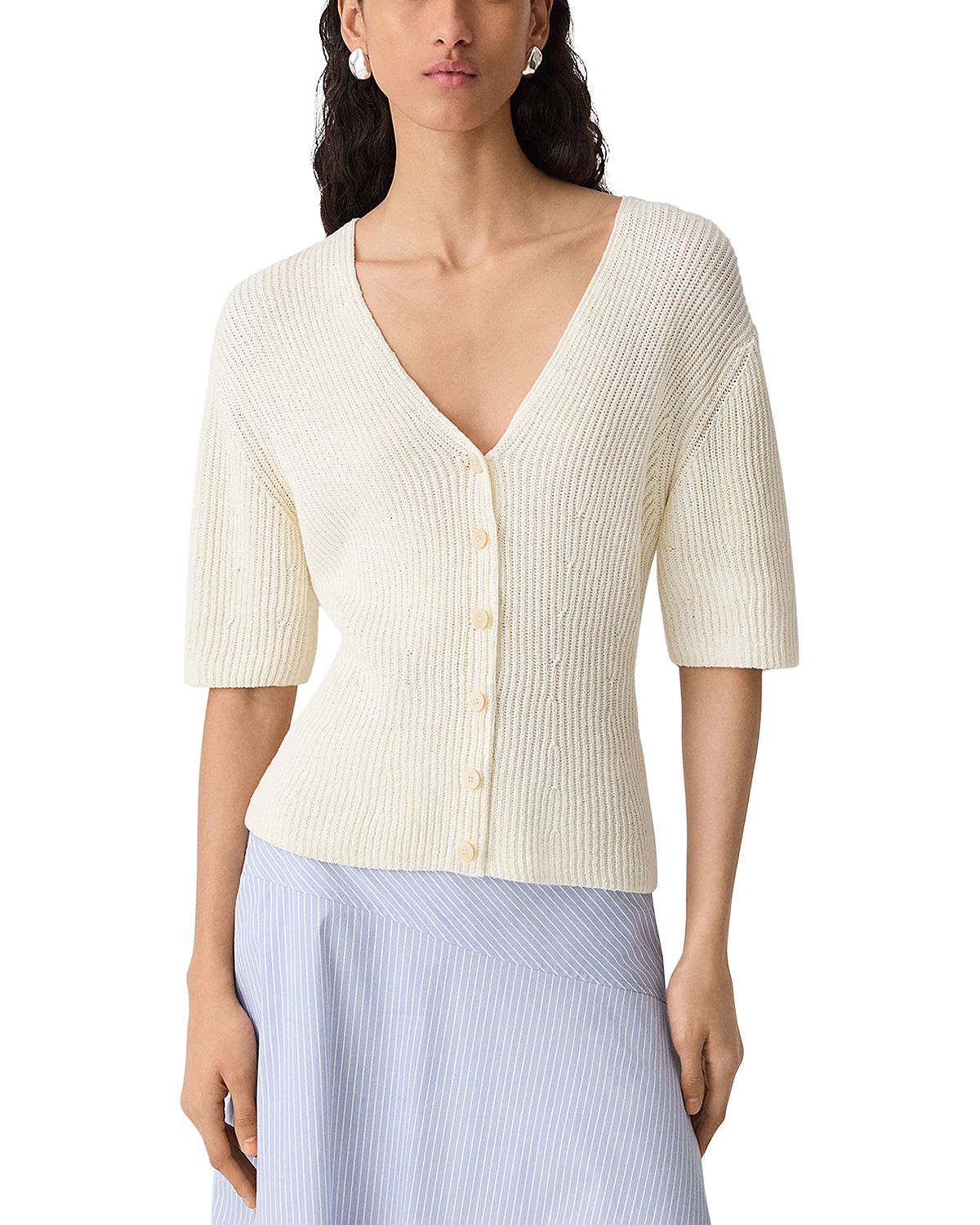 Theory Shaped Short Sleeve Cardigan