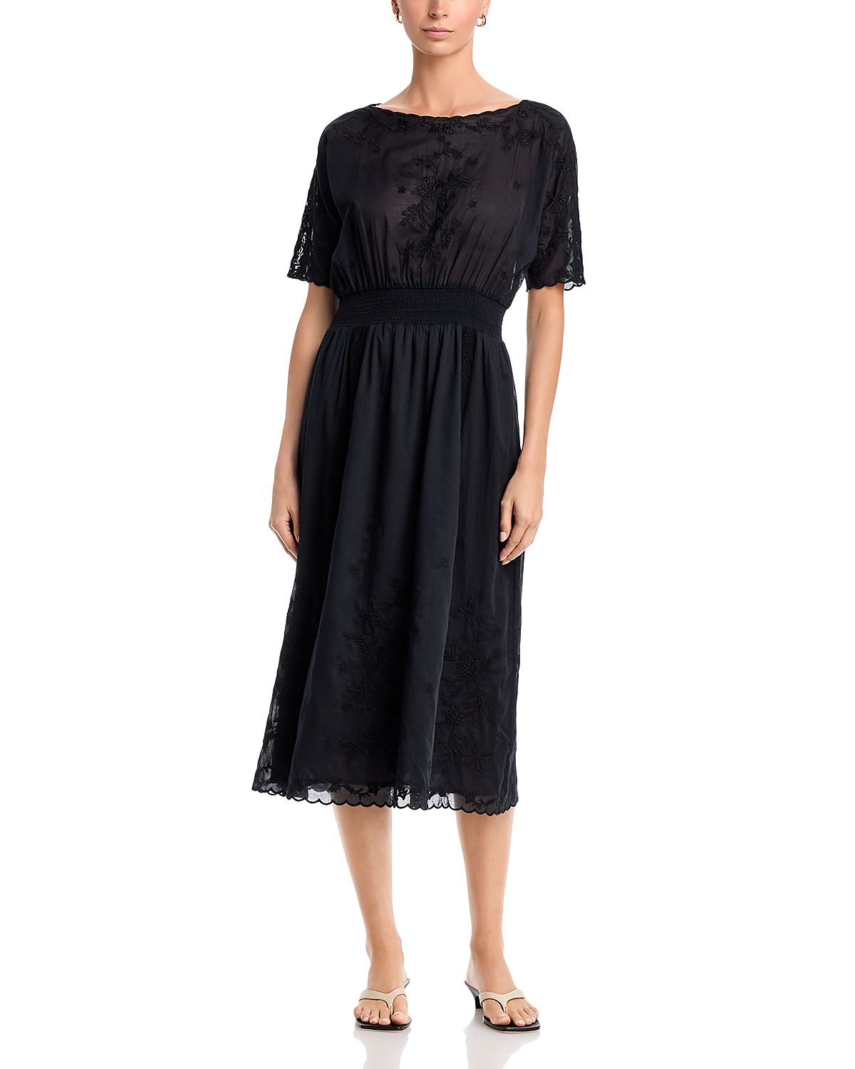 Johnny Was Xochi Lizabe Short Sleeve Cotton Midi Dress
