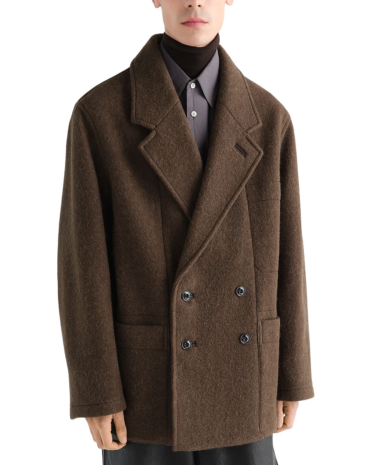 Lemaire Double Breasted Felted Short Coat