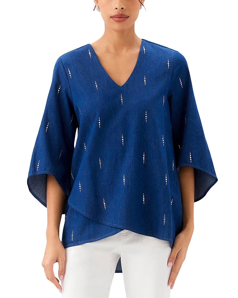 Karen Kane Bracelet Sleeve Embellished Asymmetric Top
