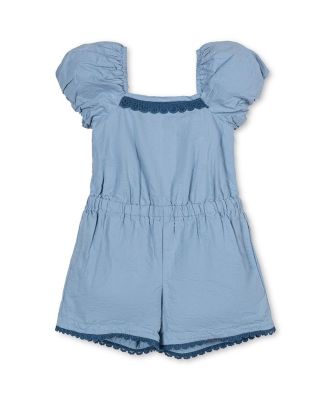 Girls' Organic Puff Sleeve Seersucker Romper - Little Kid, Big Kid