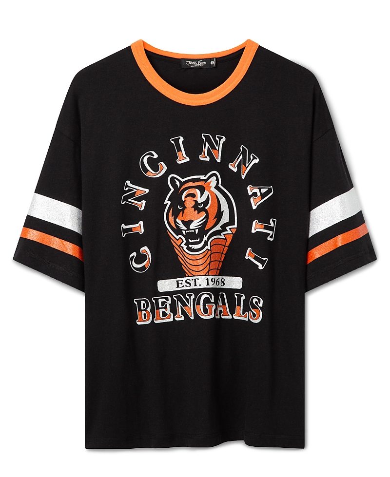 Junk Food Clothing Women's Cincinnati Bengals Glitter Boxy Ringer
