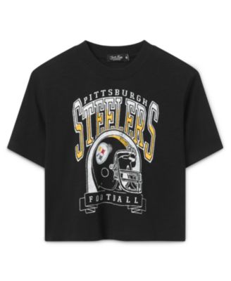  Women's NFL Pittsburgh Steelers Helmet Mock Neck Crop Tee