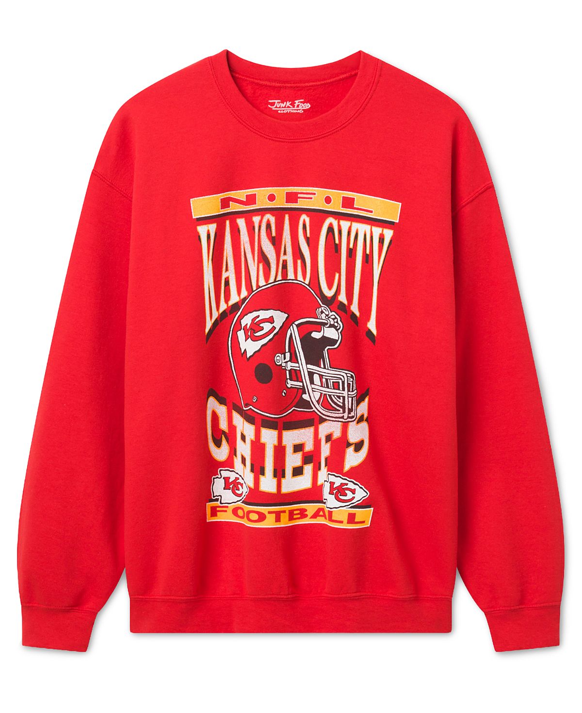 Junk Food Clothing Unisex Kansas City Chiefs Helmet Flea Market Crew Fleece Sweatshirt