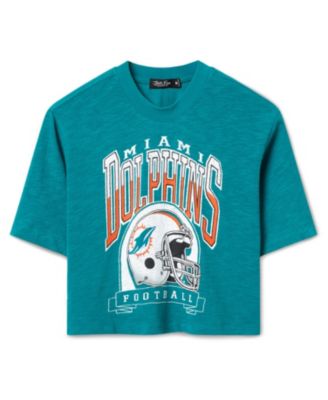  Women's NFL Miami Dolphins Helmet Mock Neck Crop Tee