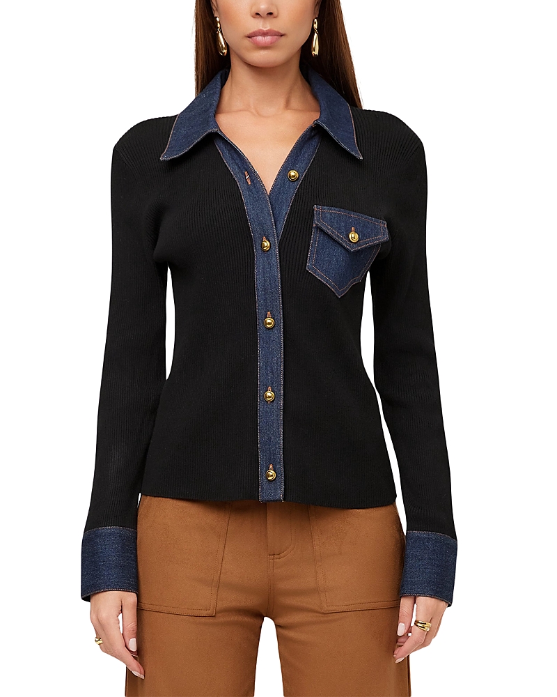 Fifteen Twenty Denim Sweater Button Up Top