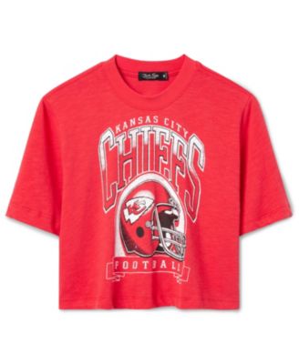  Women's NFL Kansas City Chiefs Helmet Mock Neck Crop Tee