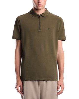 Cotton Pique Zip Polo Shirt