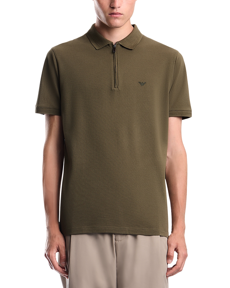 Emporio Armani Cotton Pique Zip Polo Shirt