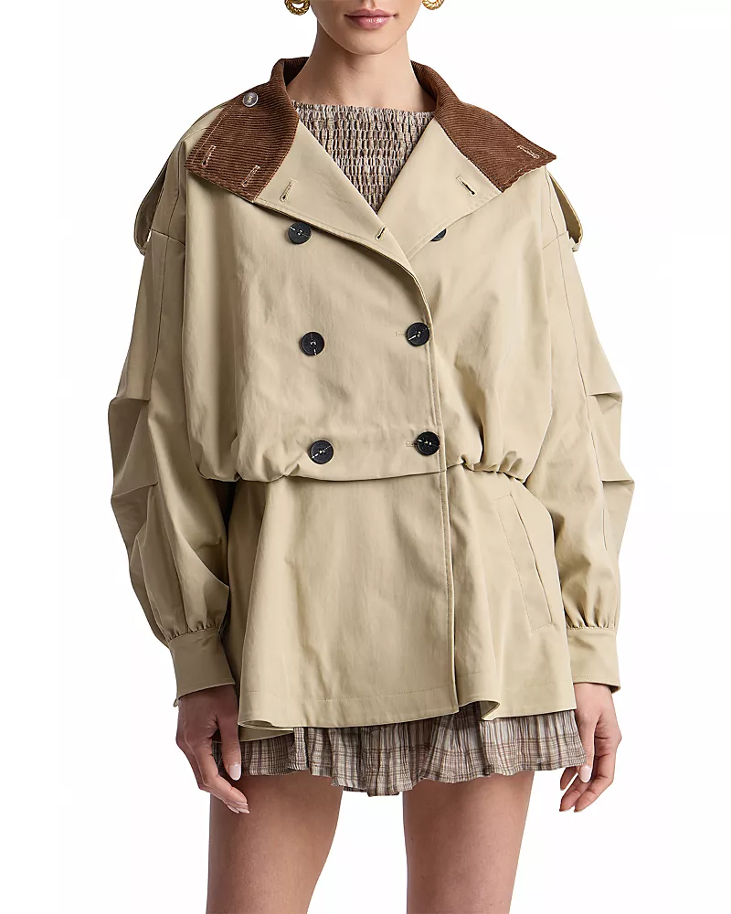 Avec Les Filles Blouson Peplum Short Trench Jacket