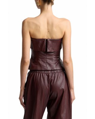 Faux Leather Foldover Strapless Top - thumbnail 3
