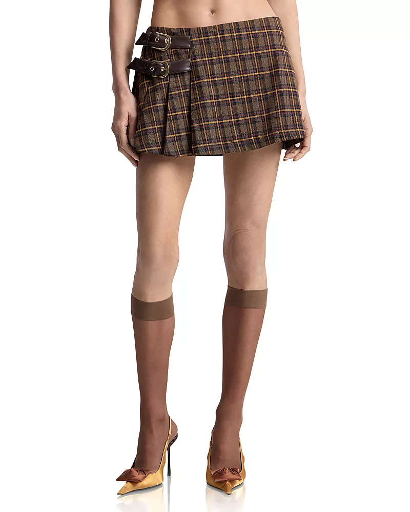Avec Les Filles Belted Pleated Skort