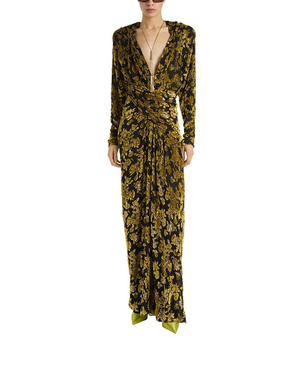 Balmain Long Velvet Jacquard Dress