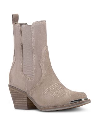 Women's Leather Suede Western Chelsea Boots