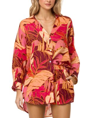 Lspace L*Space Rio Button Front Linen Cover Up Tunic