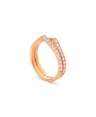 18K Gold Antifer Diamond V Shaped Double Row Band