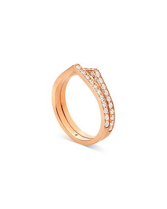 18K Gold Antifer Diamond V Shaped Double Row Band