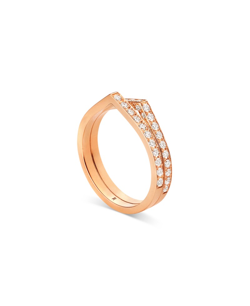 Repossi 18K Rose Gold Antifer Diamond V Shaped Double Row Band