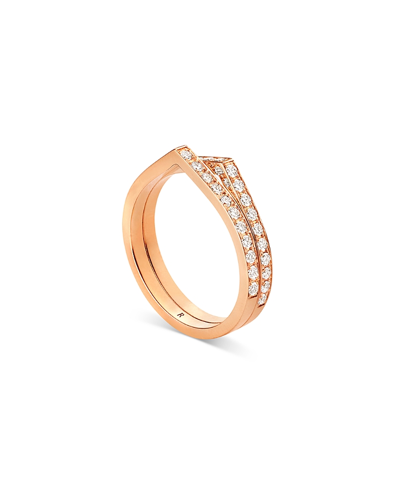 Repossi 18K Rose Gold Antifer Diamond V Shaped Double Row Band