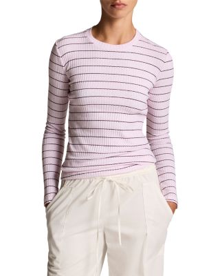 Striped Ribbed Cotton Long Sleeve Tee