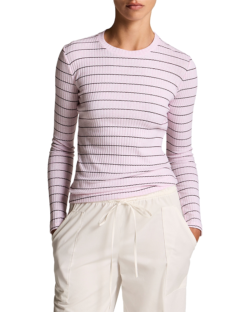 Vince Striped Ribbed Cotton Long Sleeve Tee