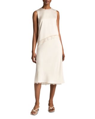 Lace Trim Satin Asymmetric Shell
