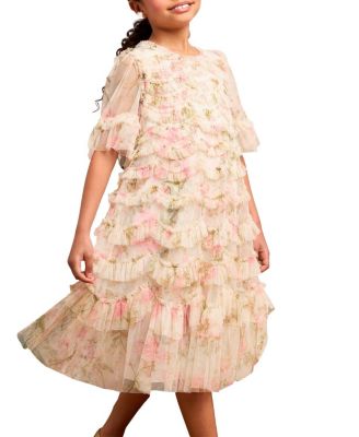 Girls' Rose Scallop Ruffle Kids Dress - Big Kid