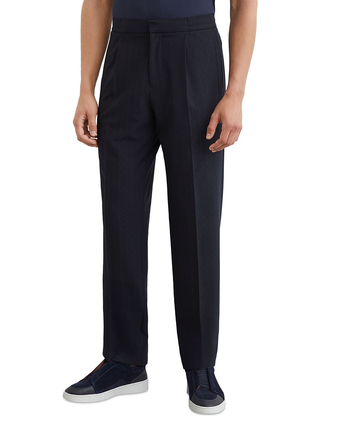Reiss Sidney Striped Pleated Tapered Trousers