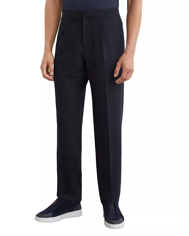 Reiss Sidney Striped Pleated Tapered Trousers