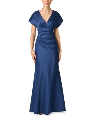 Stretch Mikado Gathered Waist Gown