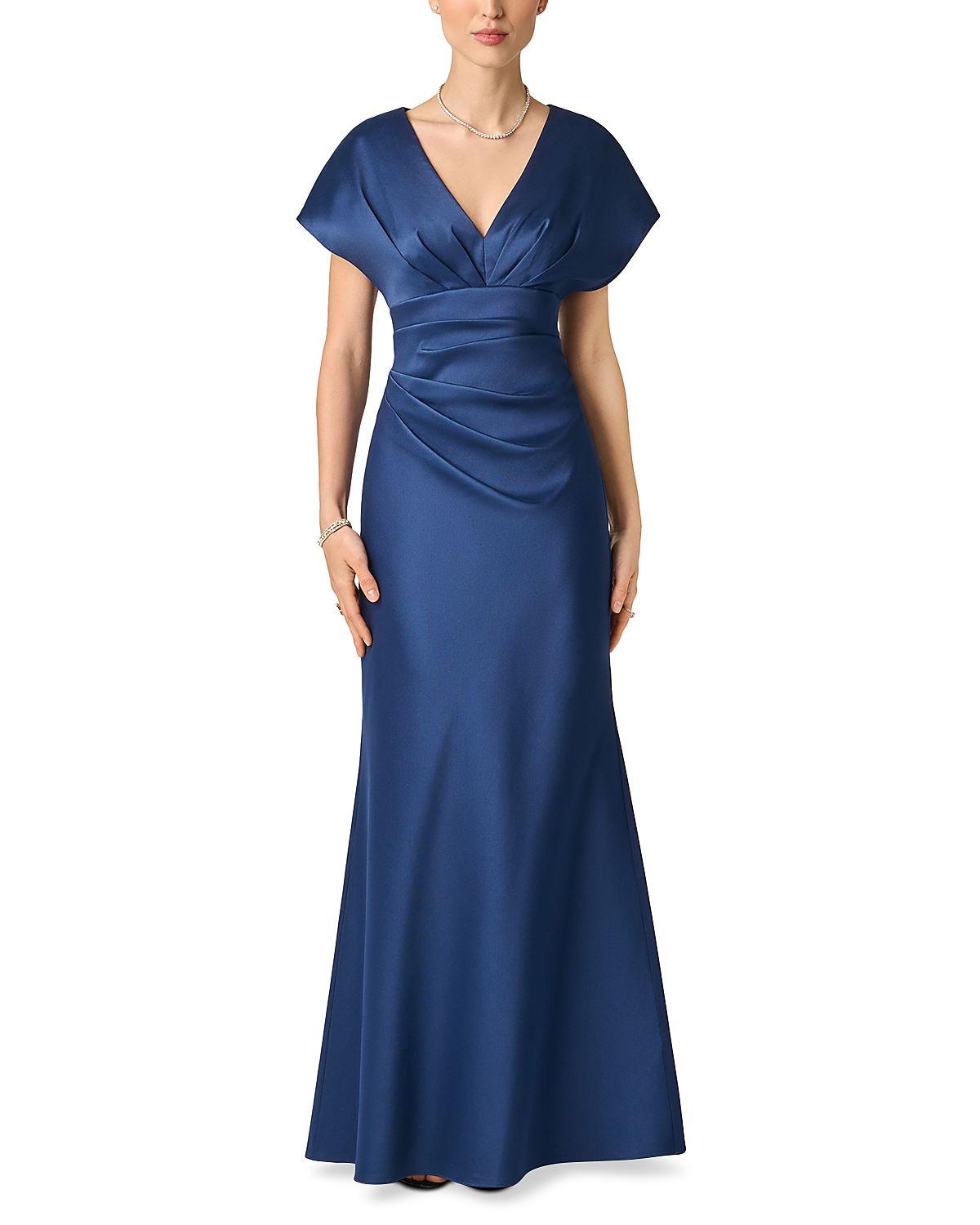 Aidan Mattox Stretch Mikado Gathered Waist Gown