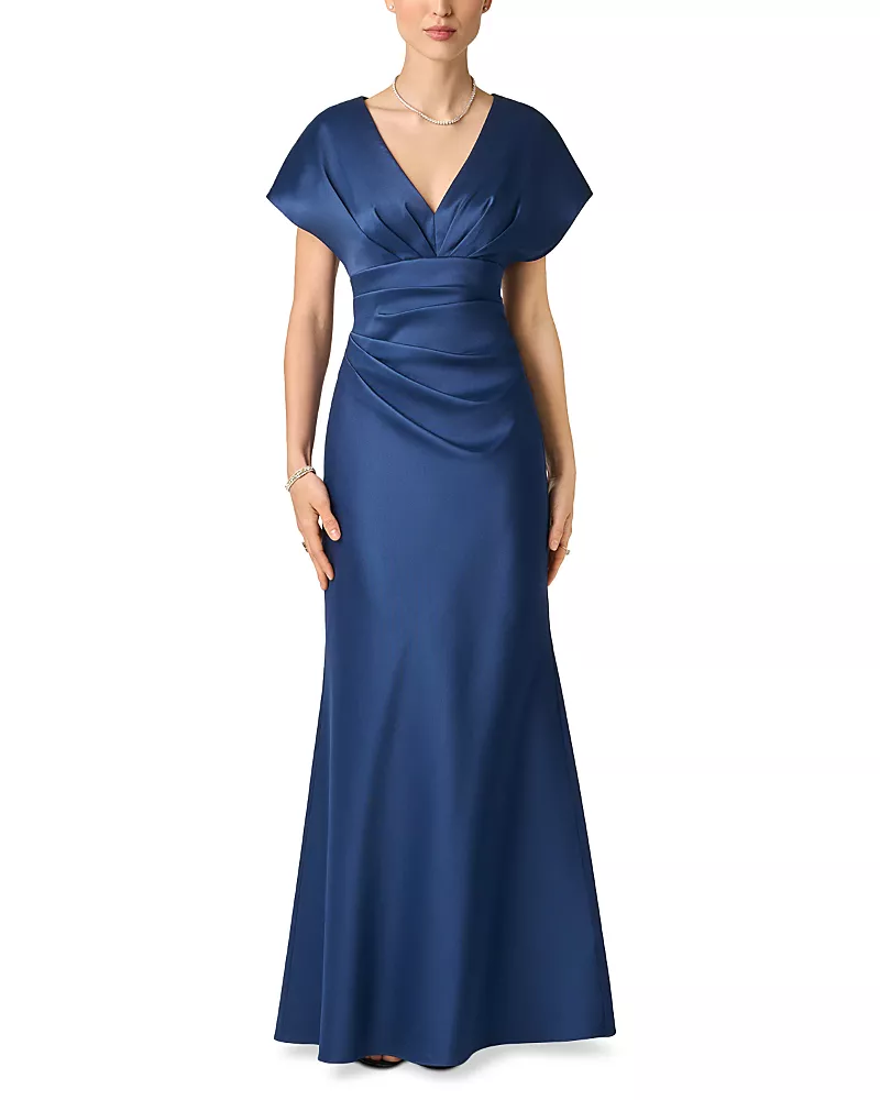 Aidan Mattox Stretch Mikado Gathered Waist Gown