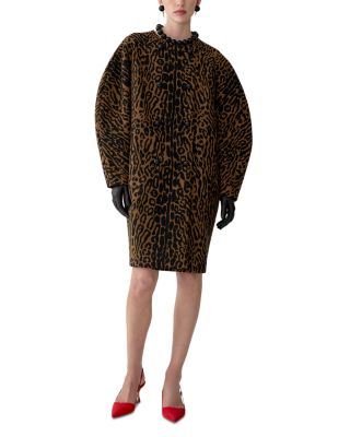 Wool Printed Cocoon Coat