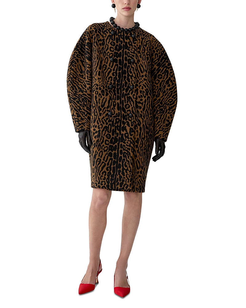 Carolina Herrera Wool Printed Cocoon Coat