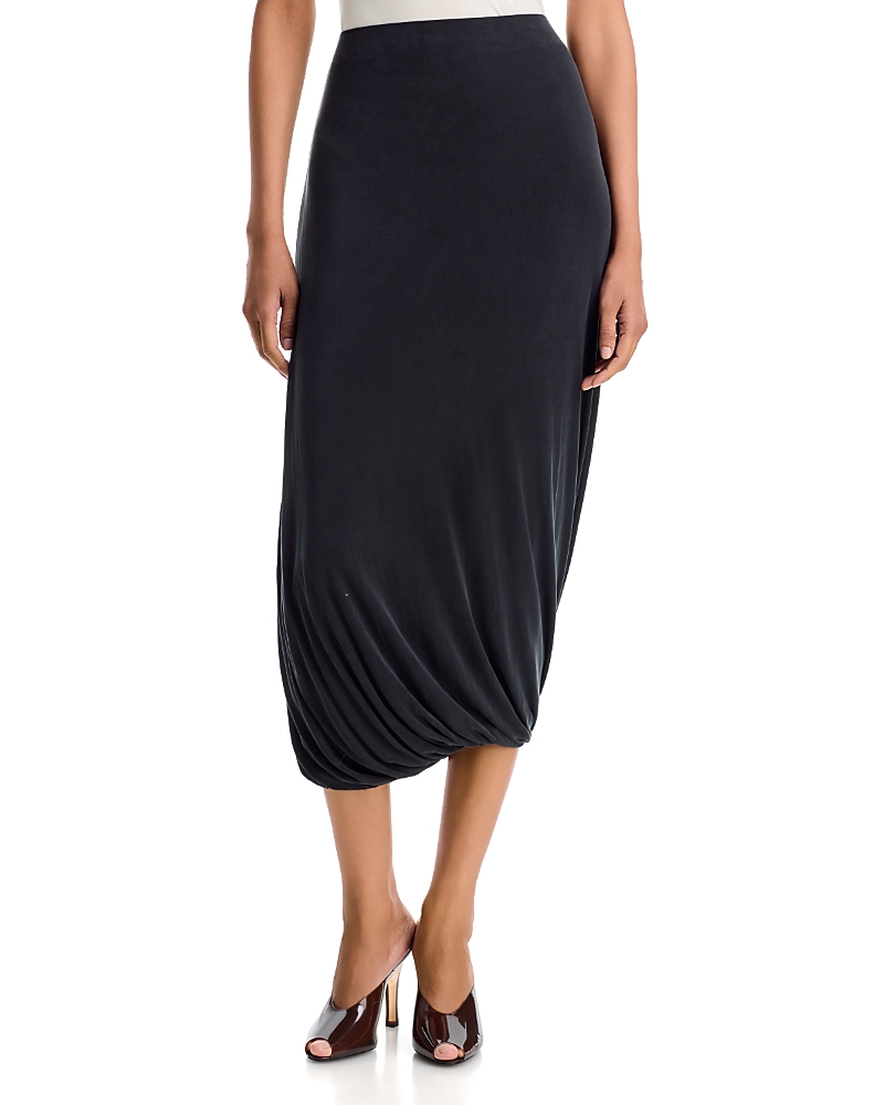 Aya Muse Riva Draped Midi Skirt In Black