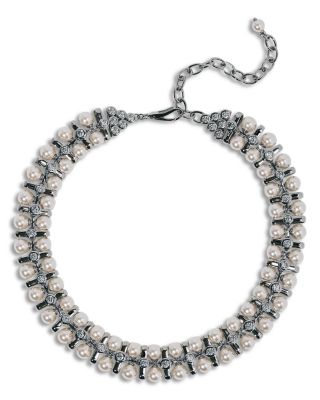 Nadri Cubic Zirconia & Imitation Pearl Under the Sea Choker Necklace, 15.1