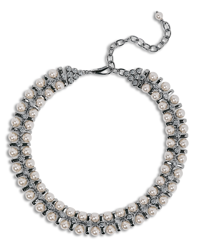 Nadri Cubic Zirconia & Imitation Pearl Under the Sea Choker Necklace, 15.1