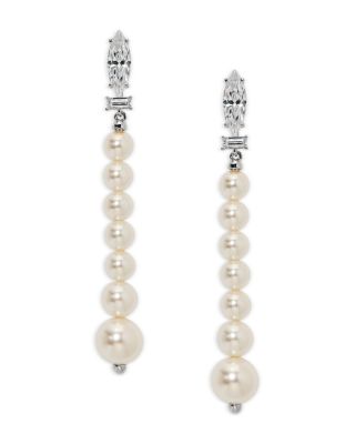 Cubic Zirconia & Imitation Pearl Under the Sea Linear Drop Earrings