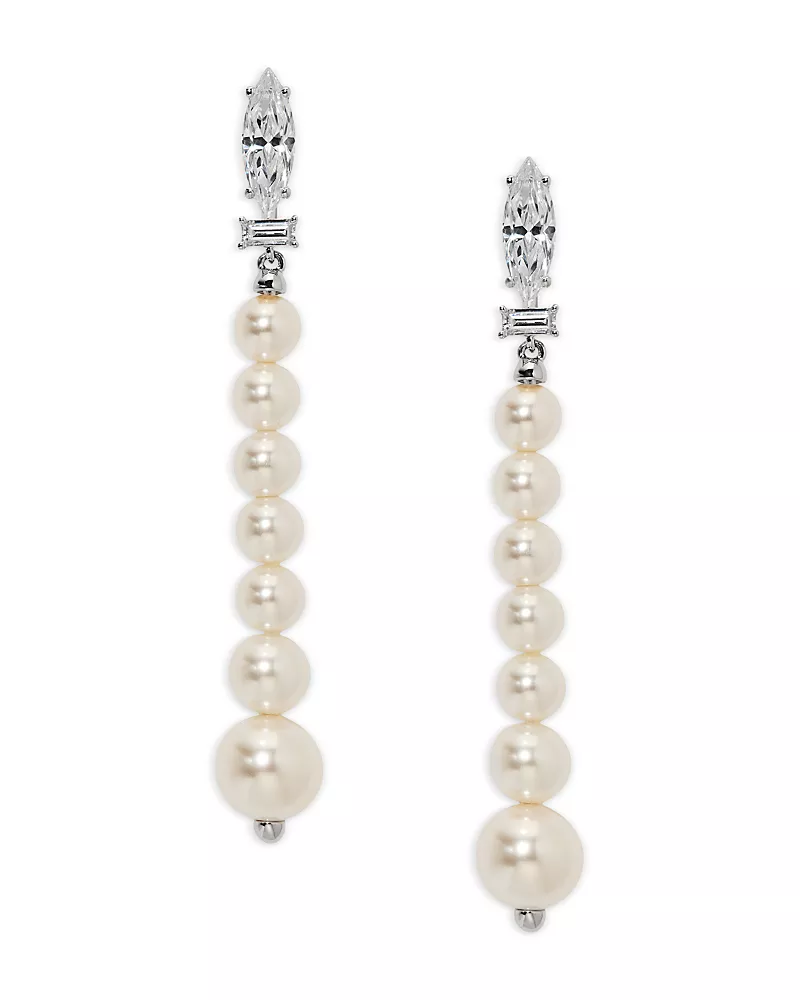 Nadri Cubic Zirconia & Imitation Pearl Under the Sea Linear Drop Earrings