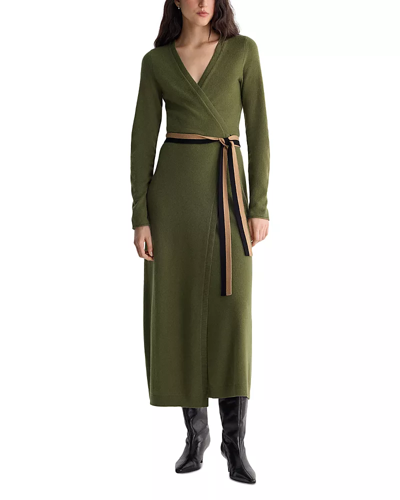 Diane von Furstenberg Bellina Wool Cashmere Wrap Sweater Dress